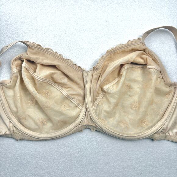 WACOAL 40DDD Nude Renaissance Rose Underwire Bra Lace Plus Size 40F Buff 85720 - Picture 12 of 13